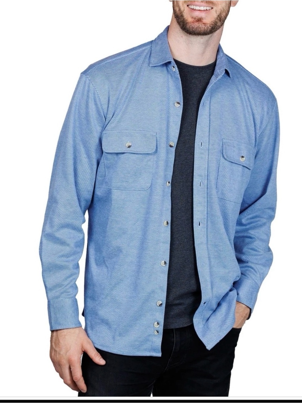 Tailorbyed Luxury Blue Long-Sleeve Button Sweater/Shirt NWT